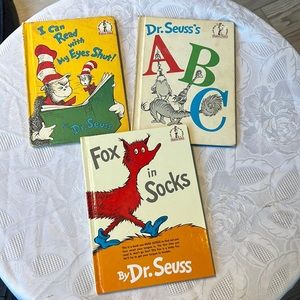 🔴Vintage Dr.Seuss hardcover Books Fox in Socks, ABC, I Can Read w My Eyes Shut